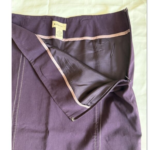 Anthropologie Elevenses Purple Knee-Length Tulip Pencil Skirt Sz 2 Ruffle Stitch - Picture 2 of 10